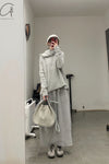 Daniel Andresen Knit Skirt Collection Handmade in Belgium DA-CARDINAL-HUI 1 Virgin wool Grey PDA7